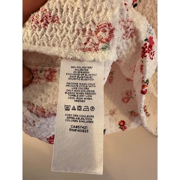 Loft Floral Puff Long Sleeve Square Neck Smocked Cuffs Romantic Blouse Small - Picture 6 of 6